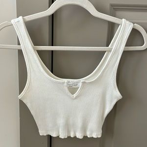 American Threads cropped white tank top